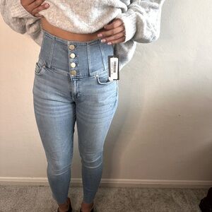 Guess by Marciano High-Rise Skinny Jeans in Light Blue